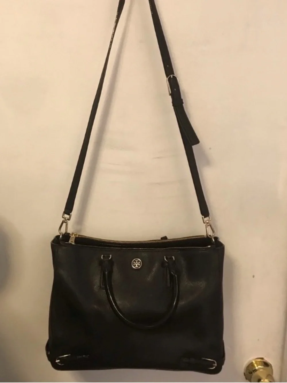 EUC TORY BURCH ROBINSON SAFFIANO LEATHER DOUBLE ZIPPER LARGE CONVERTIBLE XBODY